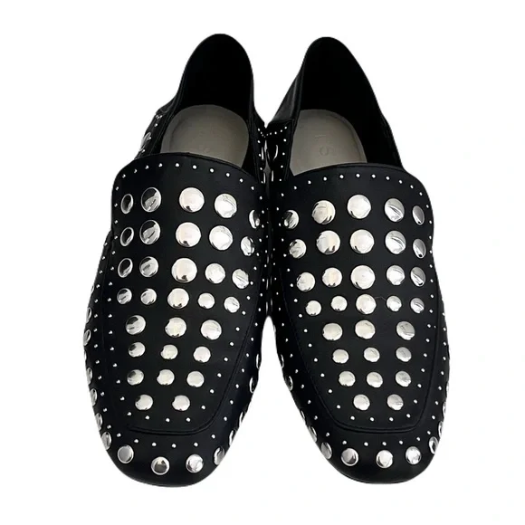 1. State Black Leather ‘Flintia’ Silver Studded Convertible Flats, Size 7.5